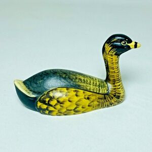 Vintage Anri Pied-Billed Grebe Bird Hand Painted Resin Figurine Italy 70s